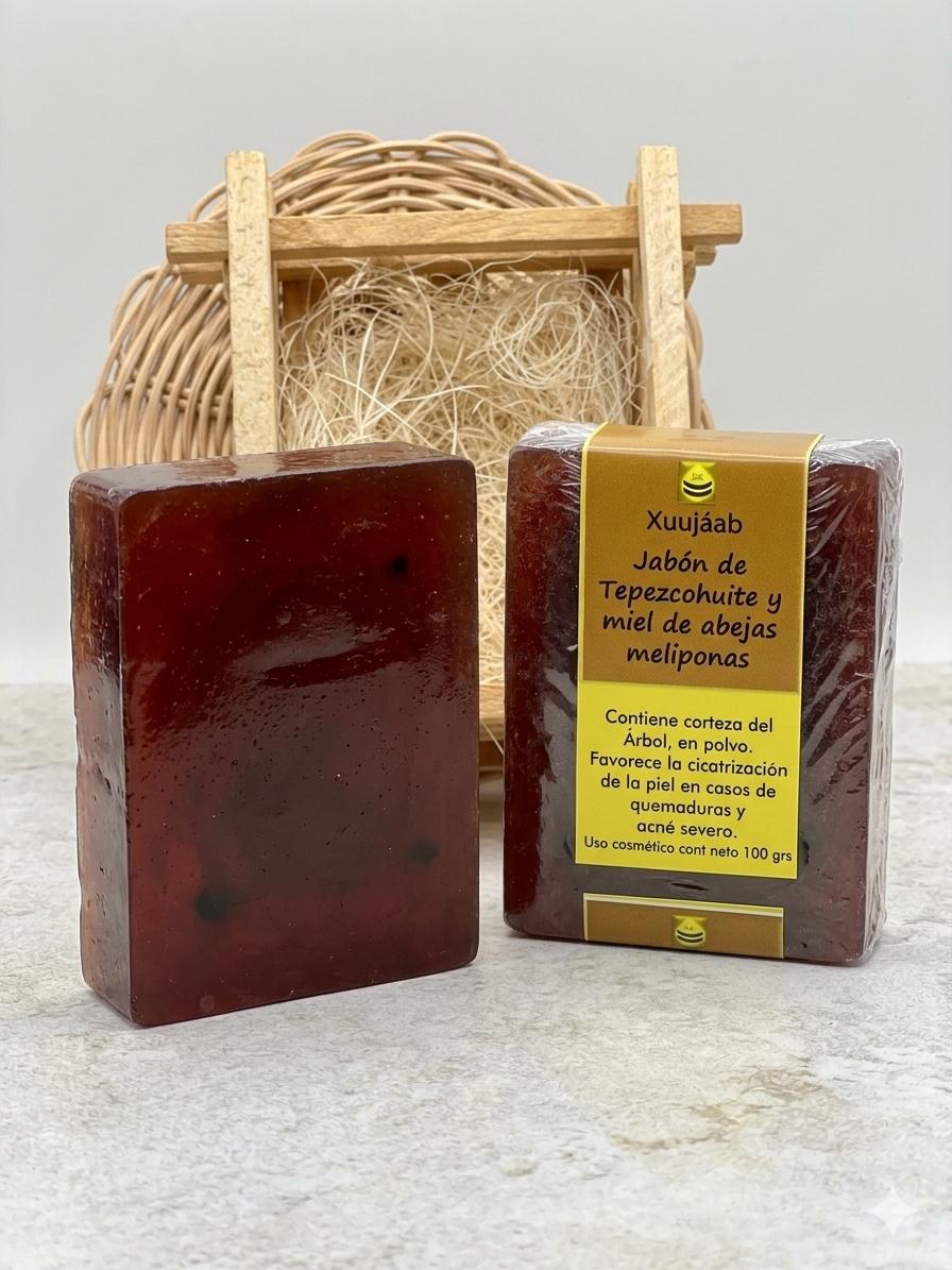 Jabón de tepezcohuite con miel de abejas meliponas