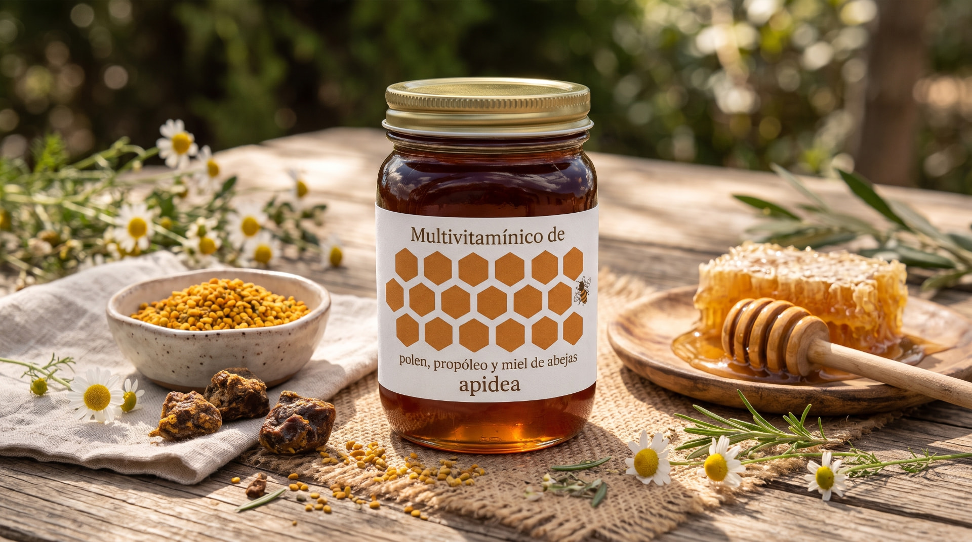 Multivitamínico de polen, propóleo y miel de abejas apidea