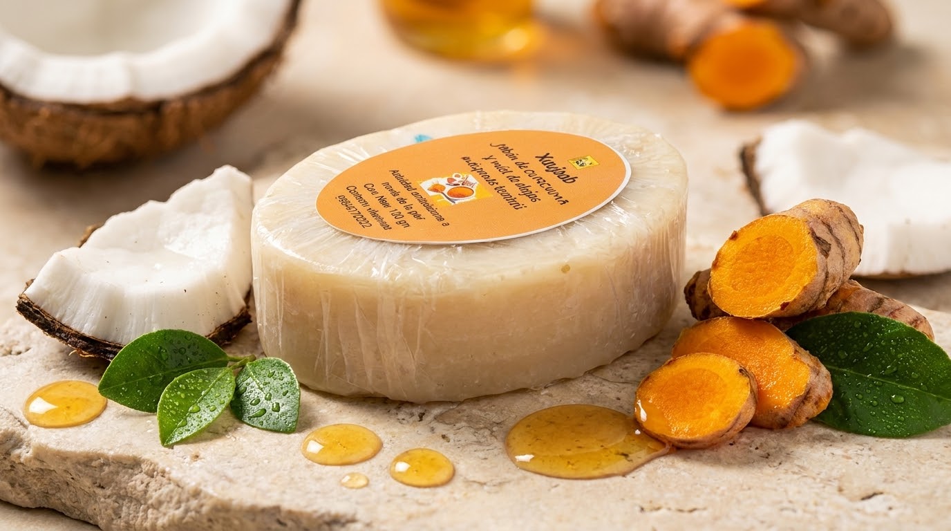Jabón cúrcuma, coco y miel de abejas meliponas